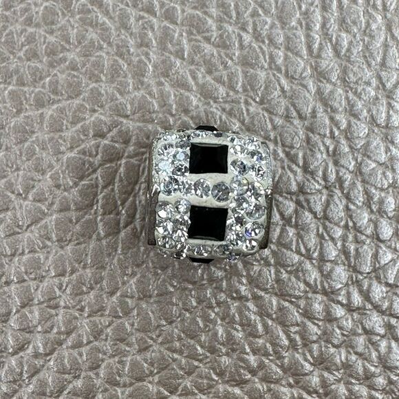 Helzberg Diamonds - White Crystal Black Square Hexagon Charm - Picture 1 of 3